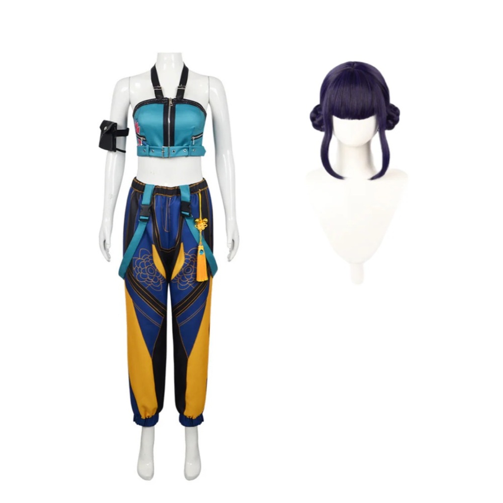 K-Pop Demon Hunters Zoey Costume with Wig  - Teal (M)